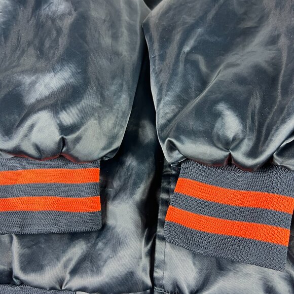 VTG 90s Chalk Line Chicago Bears Satin Jacket Large Blue Snap Button Bomber USA - Picture 5 of 13